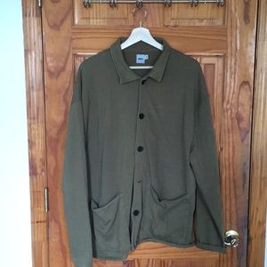 Brown/green jersey oversized overcoat
